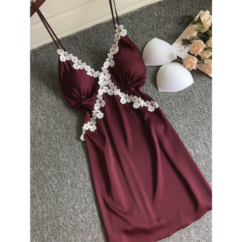 THANH LÝ - Váy ngủ lụa phối ren hoa chéo