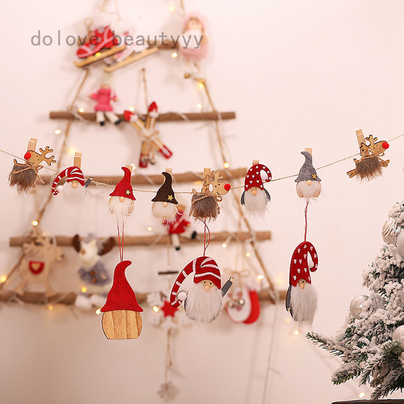 Christmas Doll Wooden Clip Merry Christmas Ornaments Christmas Decor for Home Noel Navidad