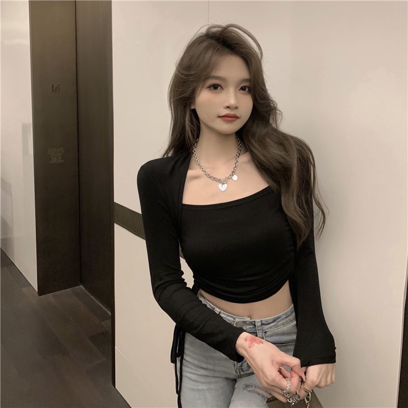 Áo Thun COZOK Dài Tay Ôm Dáng Quyến Rũ Thời Trang Theo Phong Cách Hồng Kông