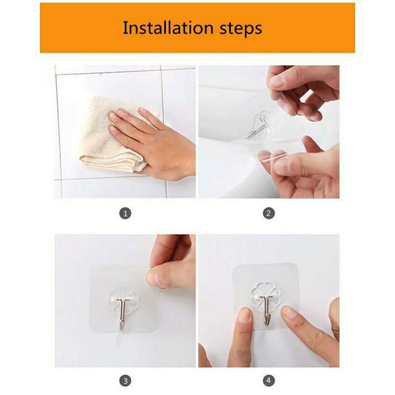 MÓC DÁN TƯỜNG TRONG SUỐT CHỊU LỰC TỐT (6×6 cm) | BigBuy360 - bigbuy360.vn