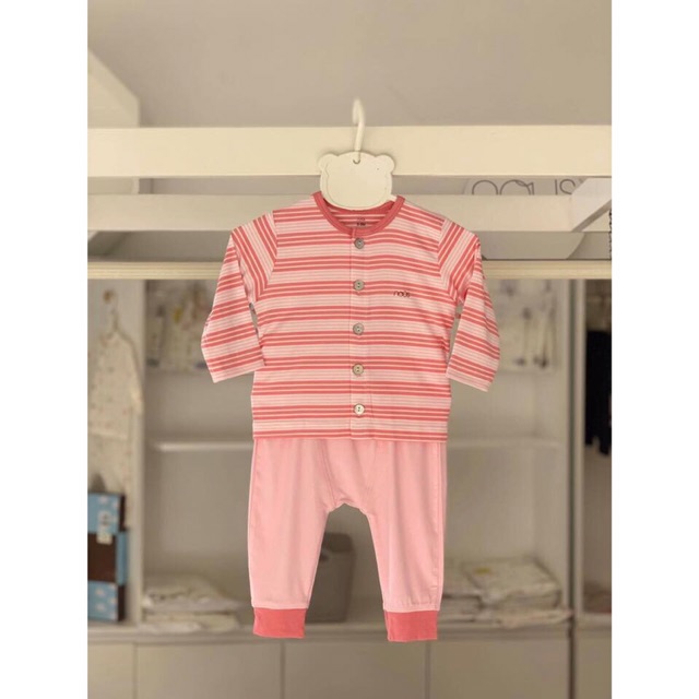 Bộ cài thẳng dài  nous mới petit kẻ xanh navy và kẻ đỏ cho bé