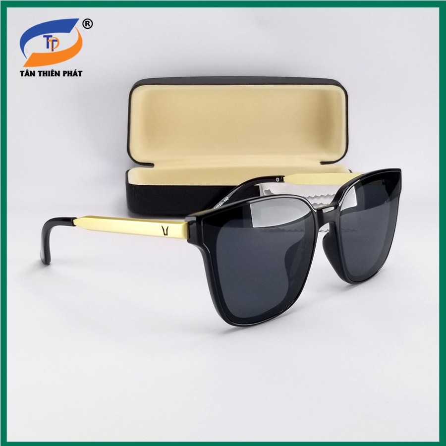 Kính mát nam nữ (unisex) mắt màu đen, nâu râm mát chống nắng, tia UV 6035D. Kính mát gọng kim loại chữ V không gỉ