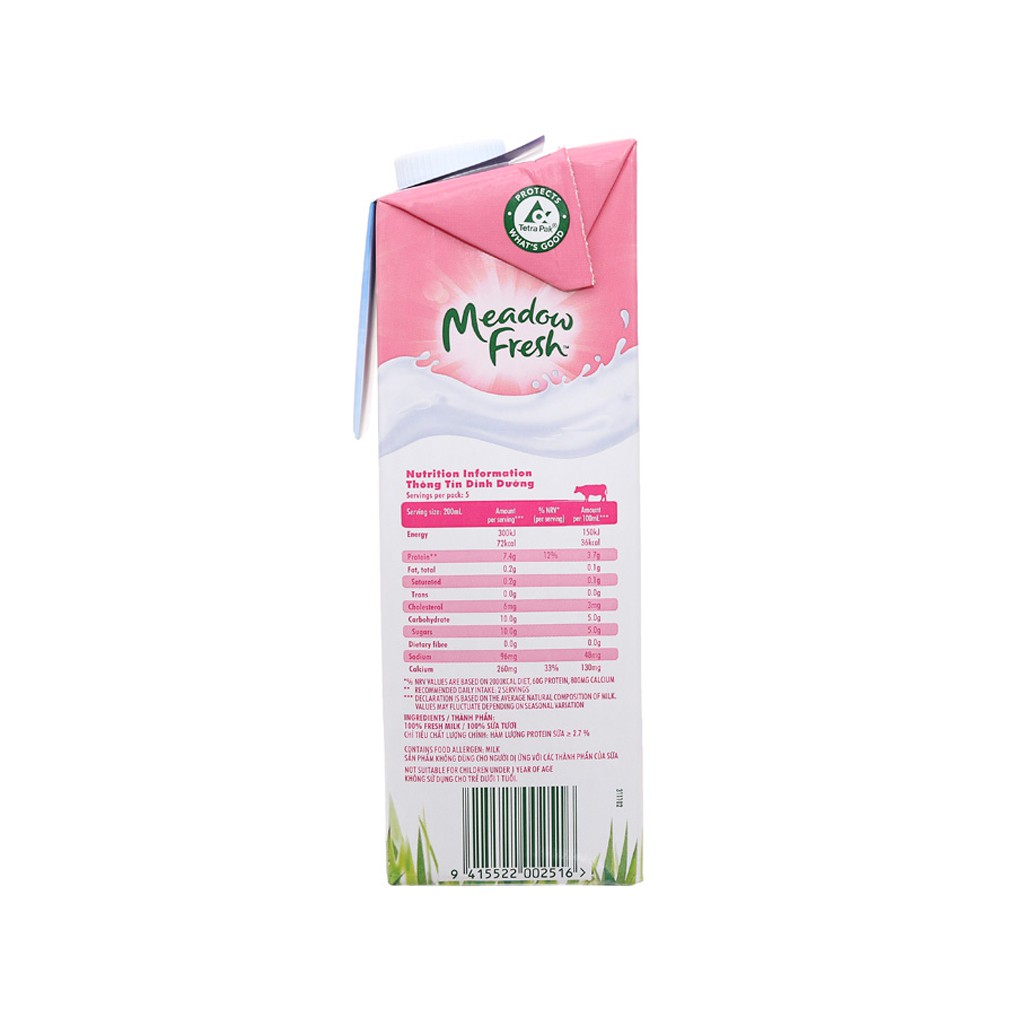 [ EXP:2022-06-27 ] Thùng 12 hộp sữa tươi tiệt trùng không béo Meadow Fresh 1L/hộp