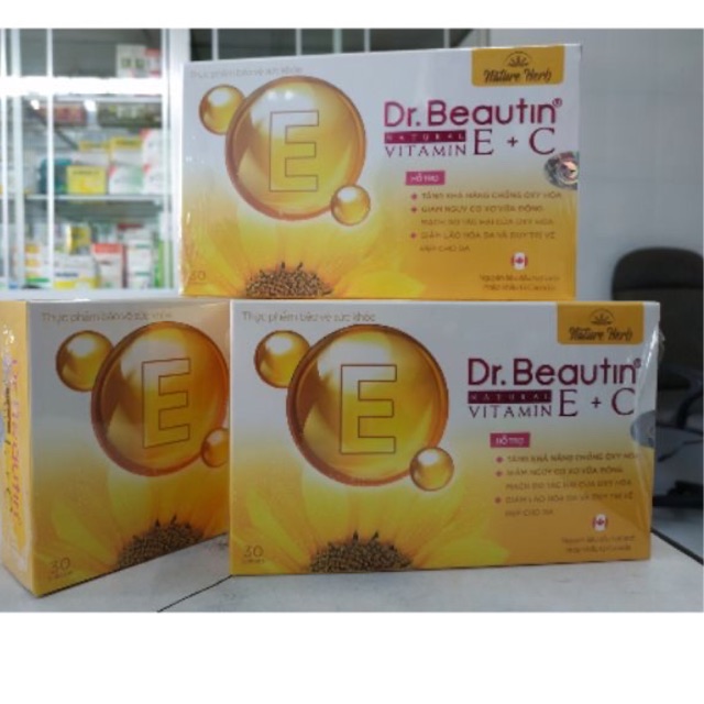 Vitamin E + C - Dr.Beautin (H/30v) Hỗ trợ tăng khả năng chống oxy hóa. Hỗ trợ giảm lão hóa da và duy trì vẻ đẹp cho da
