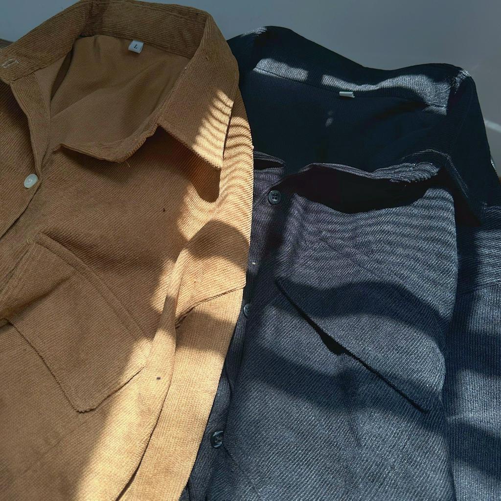 Áo sơ mi nhung tăm trơn basic 2 màu form rộng unisex nam nữ_SSSTore