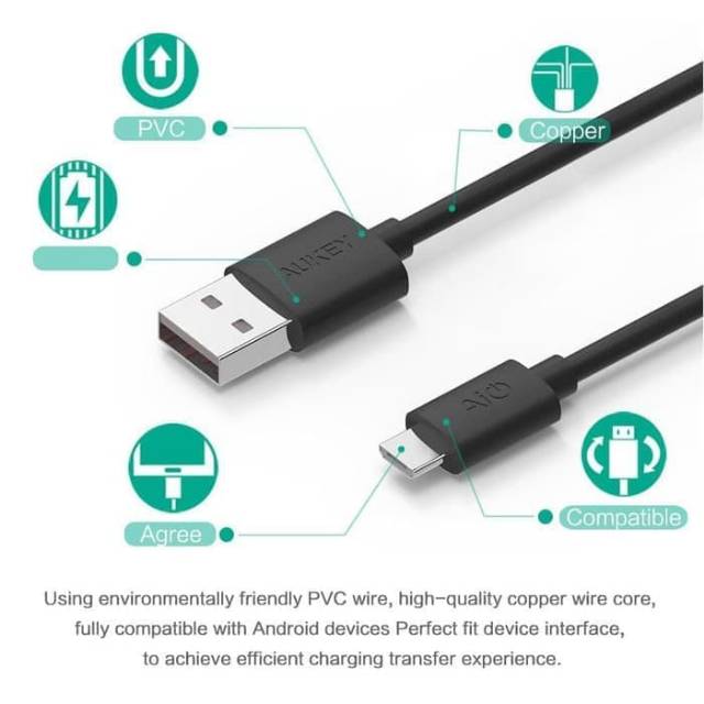 Aukey Dây Cáp Sạc Truyền Dữ Liệu Micro Usb 2m / 2m Cho Xiaomi Oppo Vivo Samsung