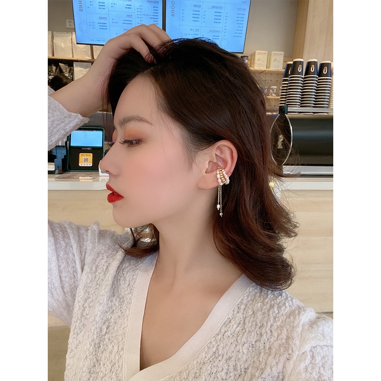 Khuyên kẹp tai đính hạt ngọc trai không cần xỏ lỗ thời trang phong cách Hàn Quốc
