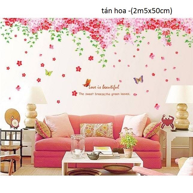 decal dán tường tán hoa anh đào