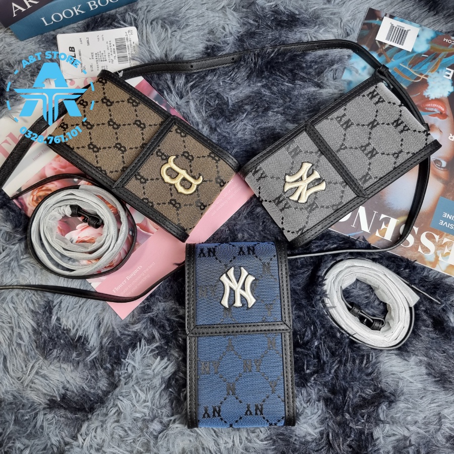 Túi Đeo Chéo MLB NY Mini Monogram Diamond Jacquard Cell Phone Cross Bag New York Yankees Full Tag Code