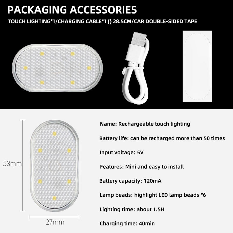 1 Đèn LED Mini Cảm Ứng Chạm Để Đọc Sách Trong Xe Hơi