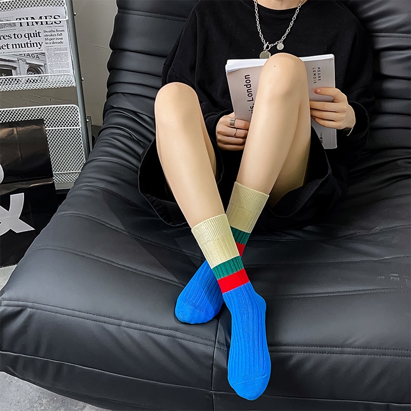 Vớ Ống Màu Đỏ Thêu Họa Tiết Sọc Thời Trang Mùa Thu Hàng Mới Dành Cho Bạn Nữ