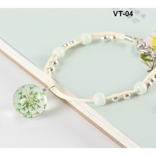 [QT03] VÒNG TAY TRANG SỨC HOA KHÔ TRONG SUỐT, FLOWER HANDMADE