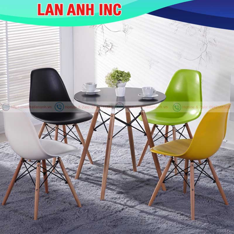 Bàn ăn cafe gỗ tròn đẹp hiện đại nhập khẩu giá rẻ Eames LAB01