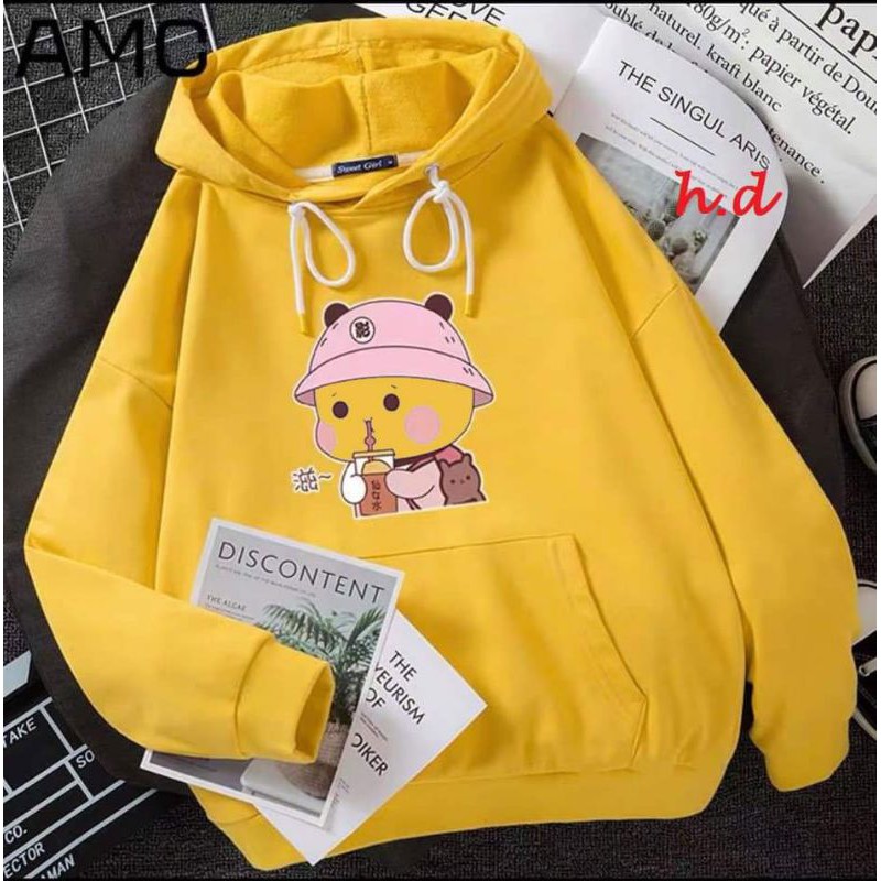 Áo hoodie em bé hút nước mũ hồng HARI0819