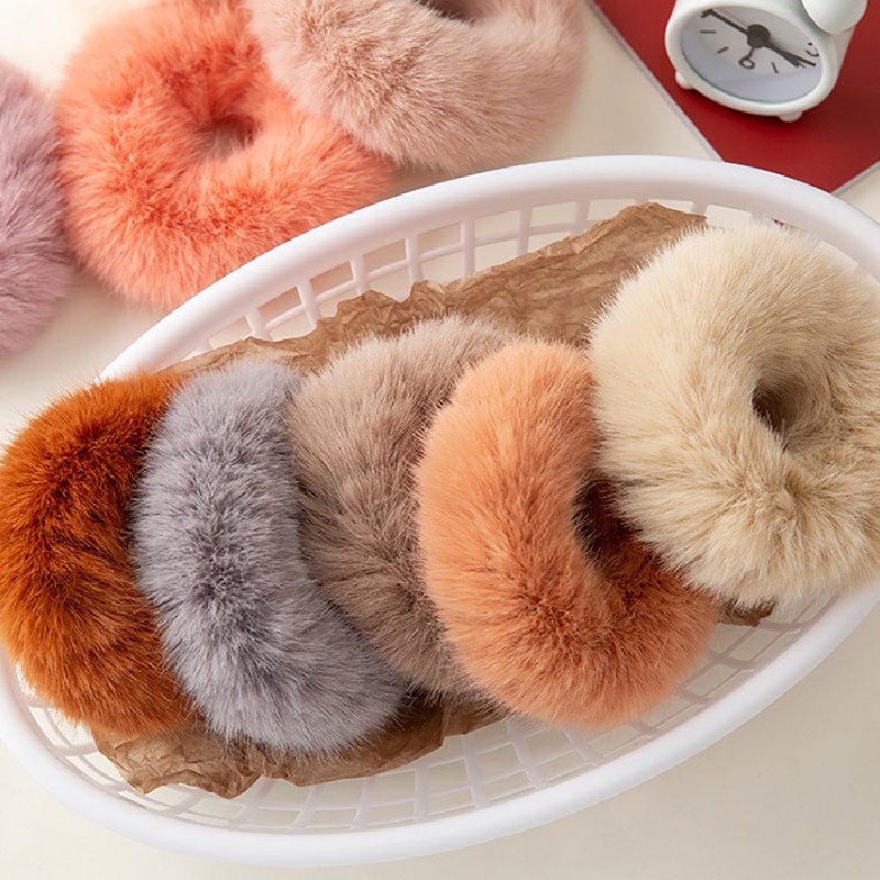 Cột Tóc Vải Nhung Scrunchies Màu Trơn, Dây Buộc Tóc Scrunchies