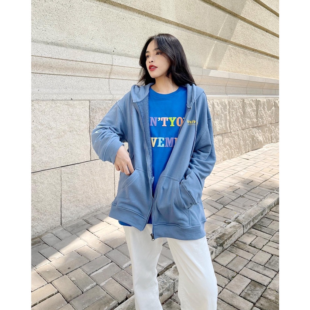 ÁO KHOÁC NAM/NỮ HOODIE ZIP UNIME BASIC ESSENTIAL -  XANH NAVY