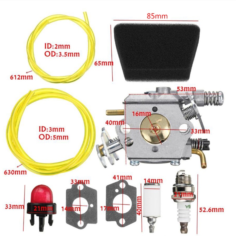 Bộ Chế Hòa Khí WER 545081885 Ốp Bảo Vệ Máy Cưa Xích Dành Cho Poulan 1950 2050 2150 2375 Walbro WT 891 662