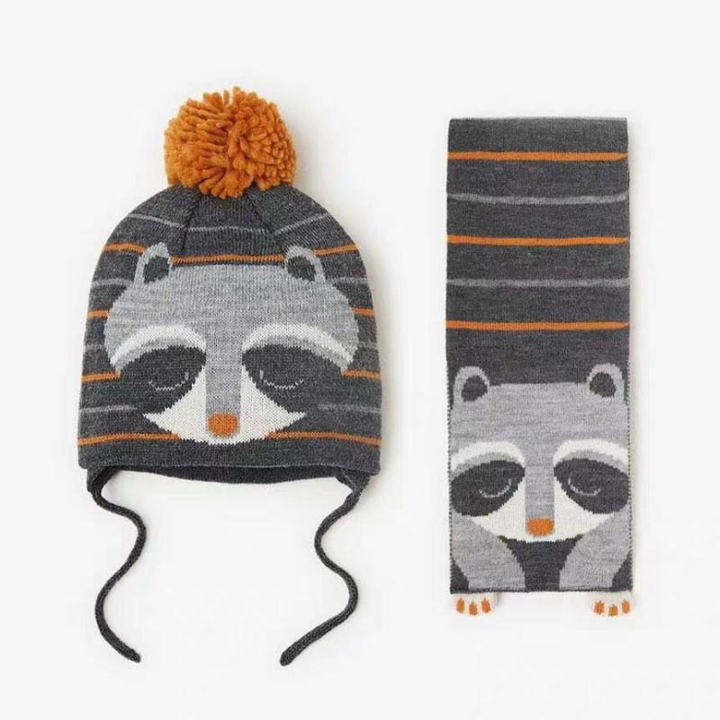 Set khăn và mũ len Gấu trúc Zara dư xịn cho bé trai