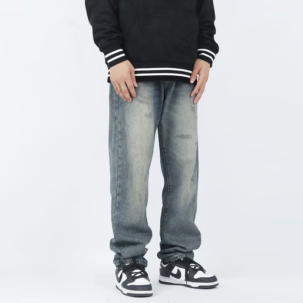 Quần Jean Trơn Oversize Thời Trang Hàn Quốc Cá Tính Dành Cho Nam / Size S-3XL