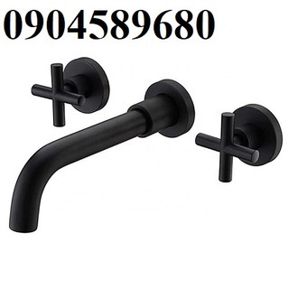Vòi chậu lavabo âm tường màu đen HD30006B, vòi rửa mặt âm tường màu đen, vòi rửa tay âm tường màu đen