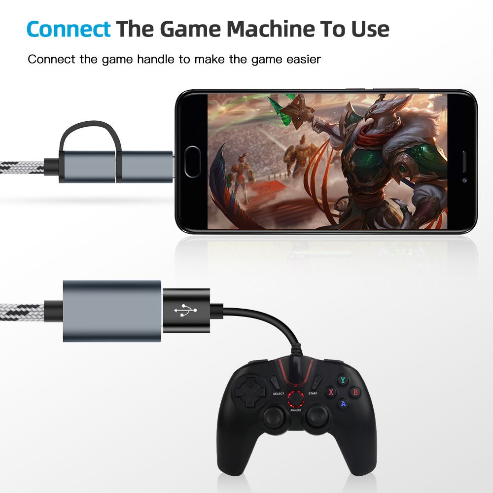 Dây cáp OTG 2 trong 1 chuyển đổi Micro USB/Type-C sang USB 3.0 cho điện thoại/máy tính bảng
