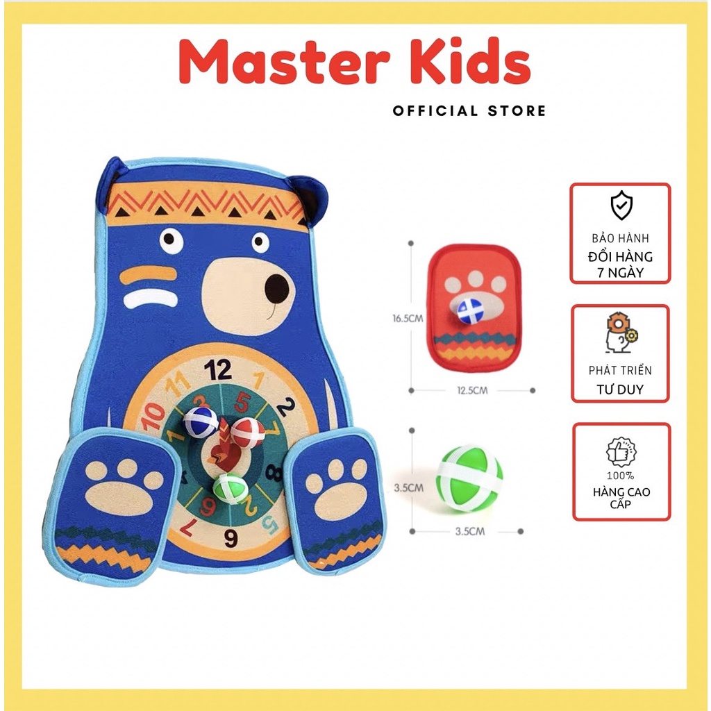 Đồ chơi ném bóng 2 mặt - Phát triển Thể chất - An toàn cho Bé - Tặng móc dán tường kèm 4 bóng dính MasterKids