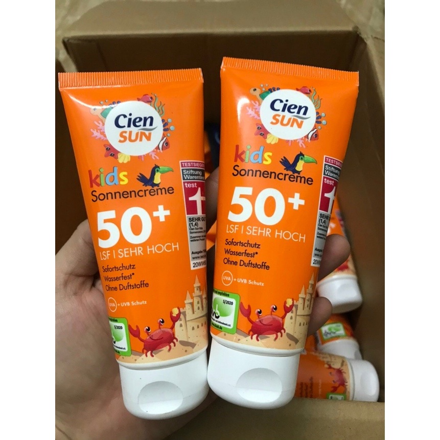 Kem chống nắng cho bé CIEN SUN FOR KIDS SPF 50+ 100ml hàng Đức bảo vệ da bé, chống thấm nước hiệu quả [Date 2024]