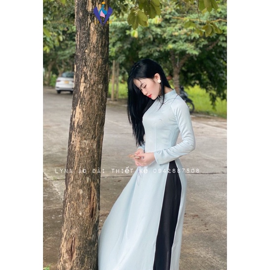 Áo dài truyền thống đẹp, áo dài màu trắng xanh nhẹ nhàng, lụa mềm mịn, tôn da và tôn dáng