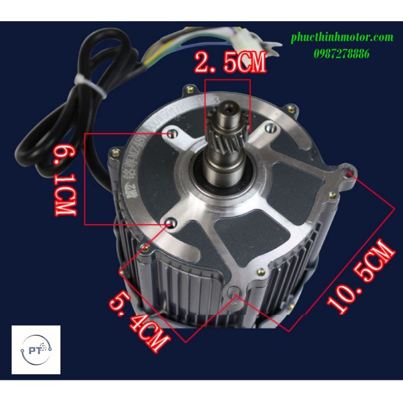 Động cơ gắn cầu visai 48v1000w chế oto điện, xa ba bánh, bốn bánh chính hãng