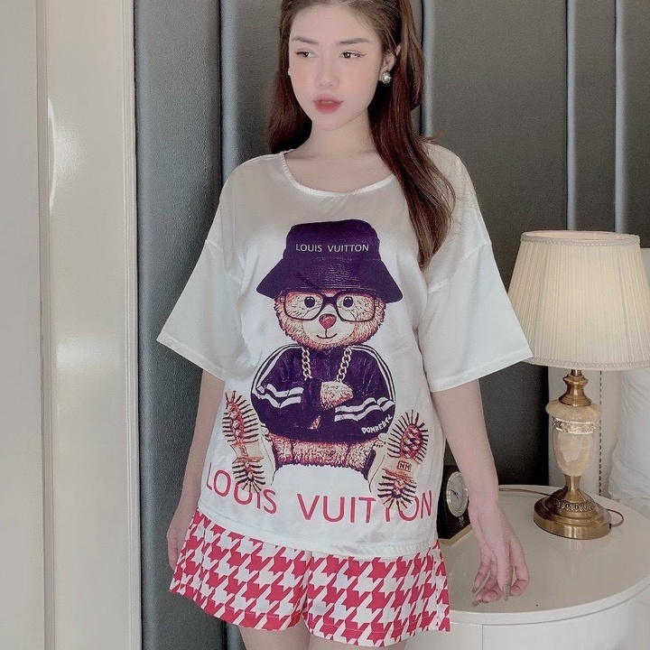 Bộ ngủ lụa EMBEAUTY pyjama, mặc nhà chất lụa mango cao cấp áo cộc quần dài freesize 45-60kg
