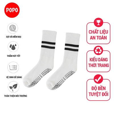 Tất Yoga POPO chống trượt cổ cao sọc ngang êm ái, tránh hôi chân, đảm bảo an toàn