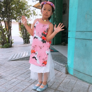 Áo dài tấm cám 17-32 kg cho me va bé