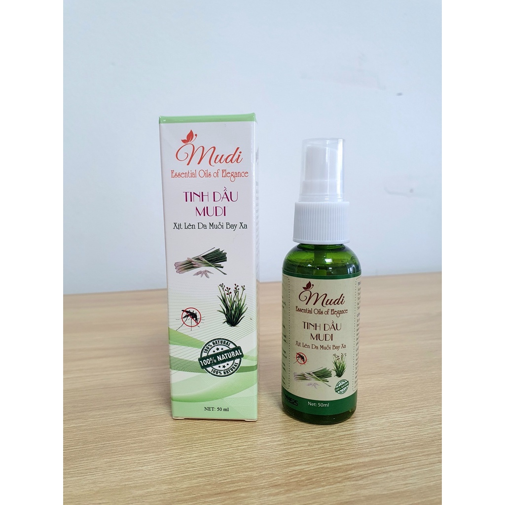 Tinh dầu Mudi, xịt đuổi muỗi, mùi thơm, khử khuẩn với tinh dầu thiên nhiên - Lọ 50 ml - PharmaOTC