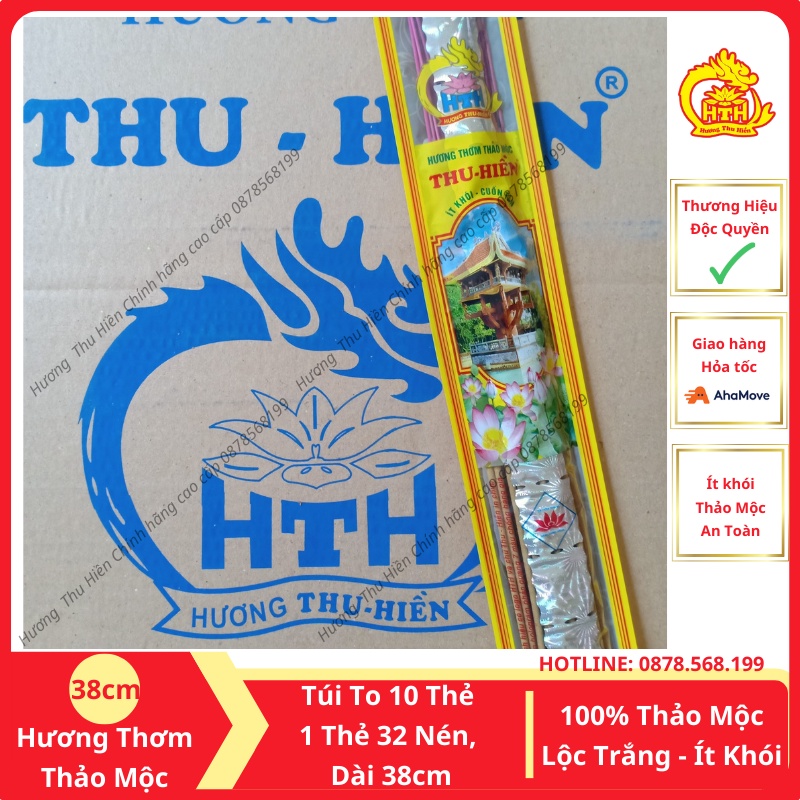 Nhang Thảo Mộc Thu Hiền, Hương Thơm Thảo Mộc Thu Hiền Cao Cấp Tàn Trắng Dài 38cm