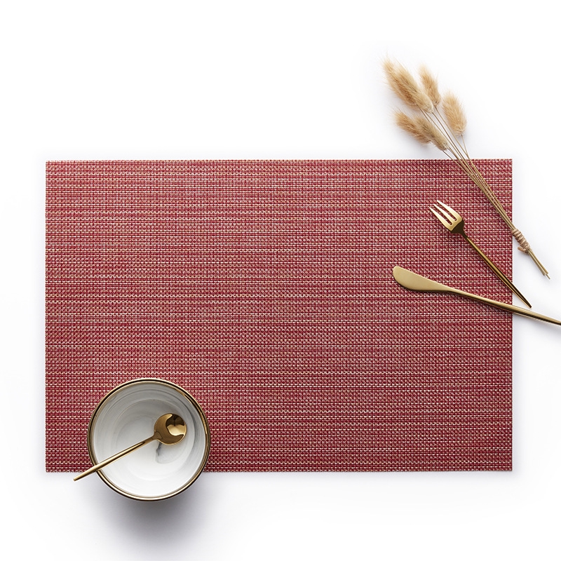 Rectangular woven placemat Western Europe PVC placemat Teslin faux linen thick insulation pad