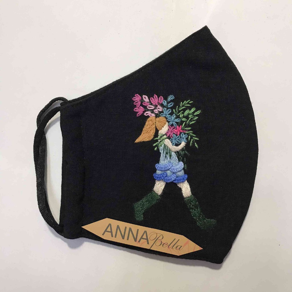 [FREESHIP] Khẩu Trang Vải Linen Thêu Tay AN08 | BigBuy360 - bigbuy360.vn