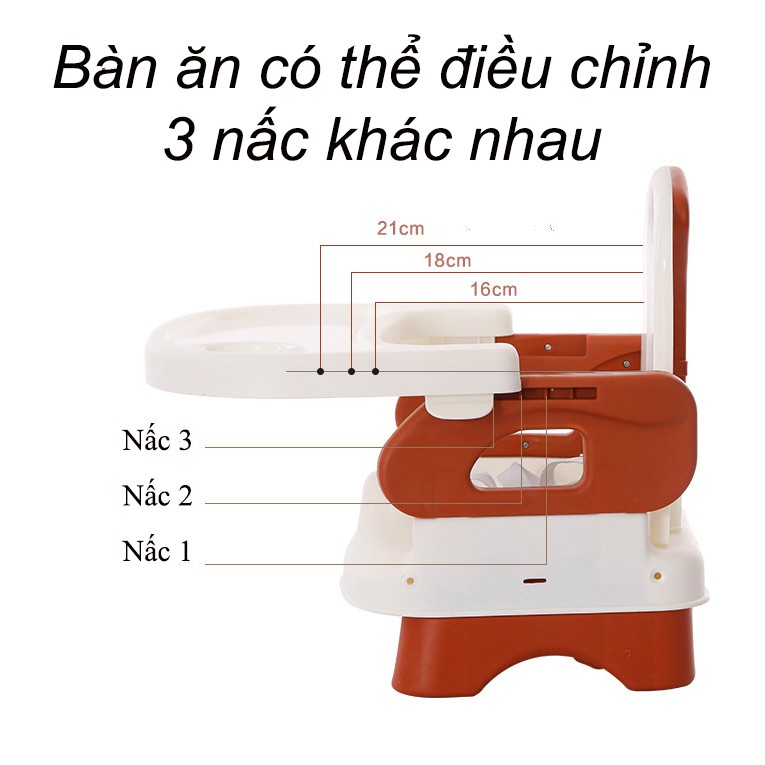 Ghế ăn dặm gấp gọn đa năng cao cấp an toàn với trẻ, mặt ghế có các hốc để thức ăn tiện lợi, an toàn cho trẻ