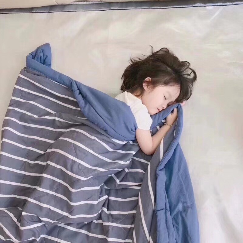 Chăn Hè Thu Cotton Kẻ Sọc Muji Hàng Xuất Nhật, Mềm Mịn Siêu Thấm Hút Mồ Hôi