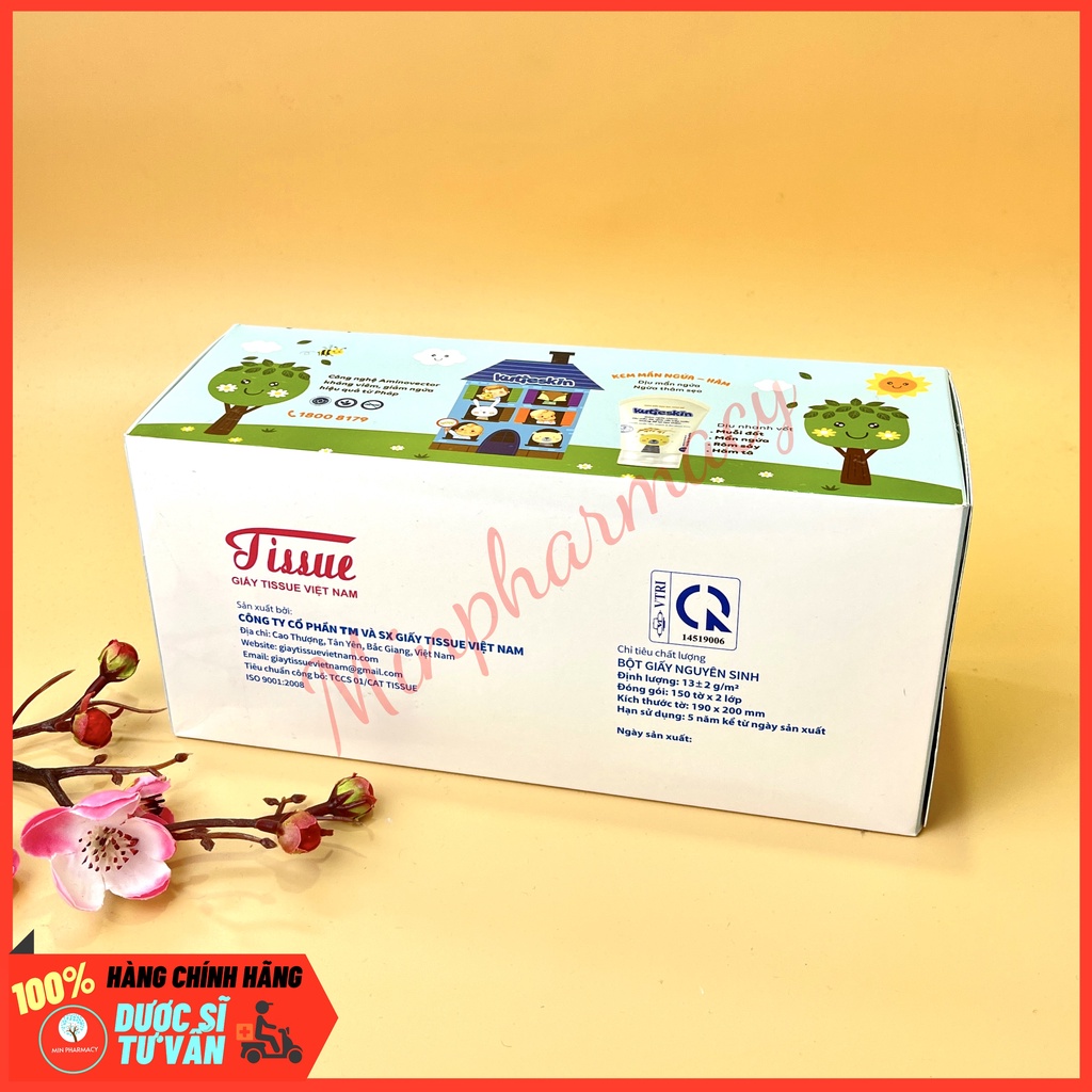 Hộp Khăn giấy ăn Kutieskin Mềm mại Không kích ứng (150 tờ x 2 lớp) - Minpharmacy