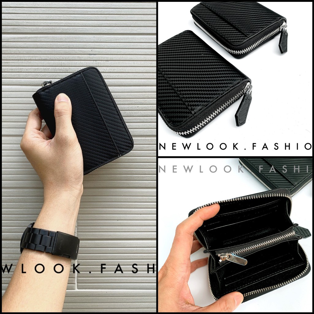 ★ VÍ NGẮN NAM NỮ DA PU HOẠ TIẾT CARO CHÌM KHOÁ KÉO UNISEX