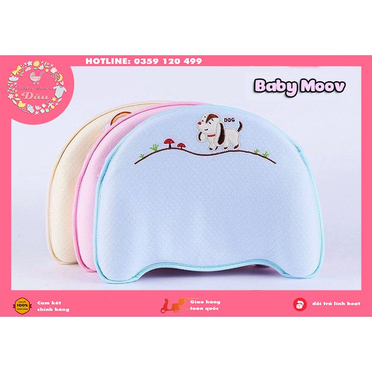Gối sơ sinh Babymoov cho bé trai, gái từ cao su non mềm mại chống bẹp đầu kèm hộp