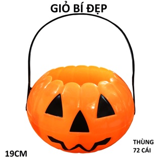 Giỏ bí đẹp đựng kẹo treat or trick Halloween