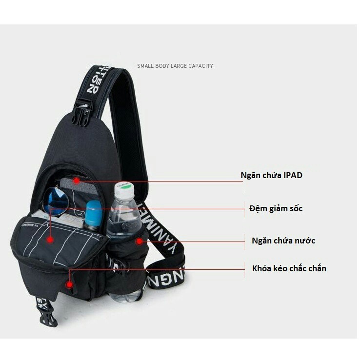 Túi đeo chéo thể thao du lịch MUSIC có ngăn đựng bình nước KDR-TDC164 | BigBuy360 - bigbuy360.vn