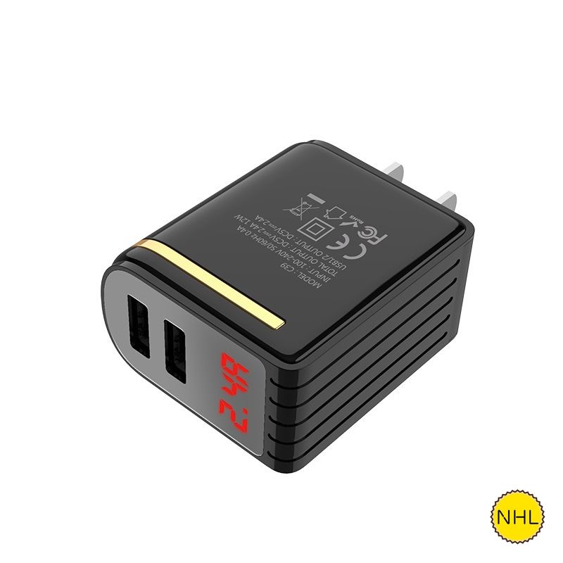 Củ Sạc Hoco C39 2 Cổng, Cốc Sạc Nhanh Báo Led Siêu Bền Bảo Hành 1 Năm