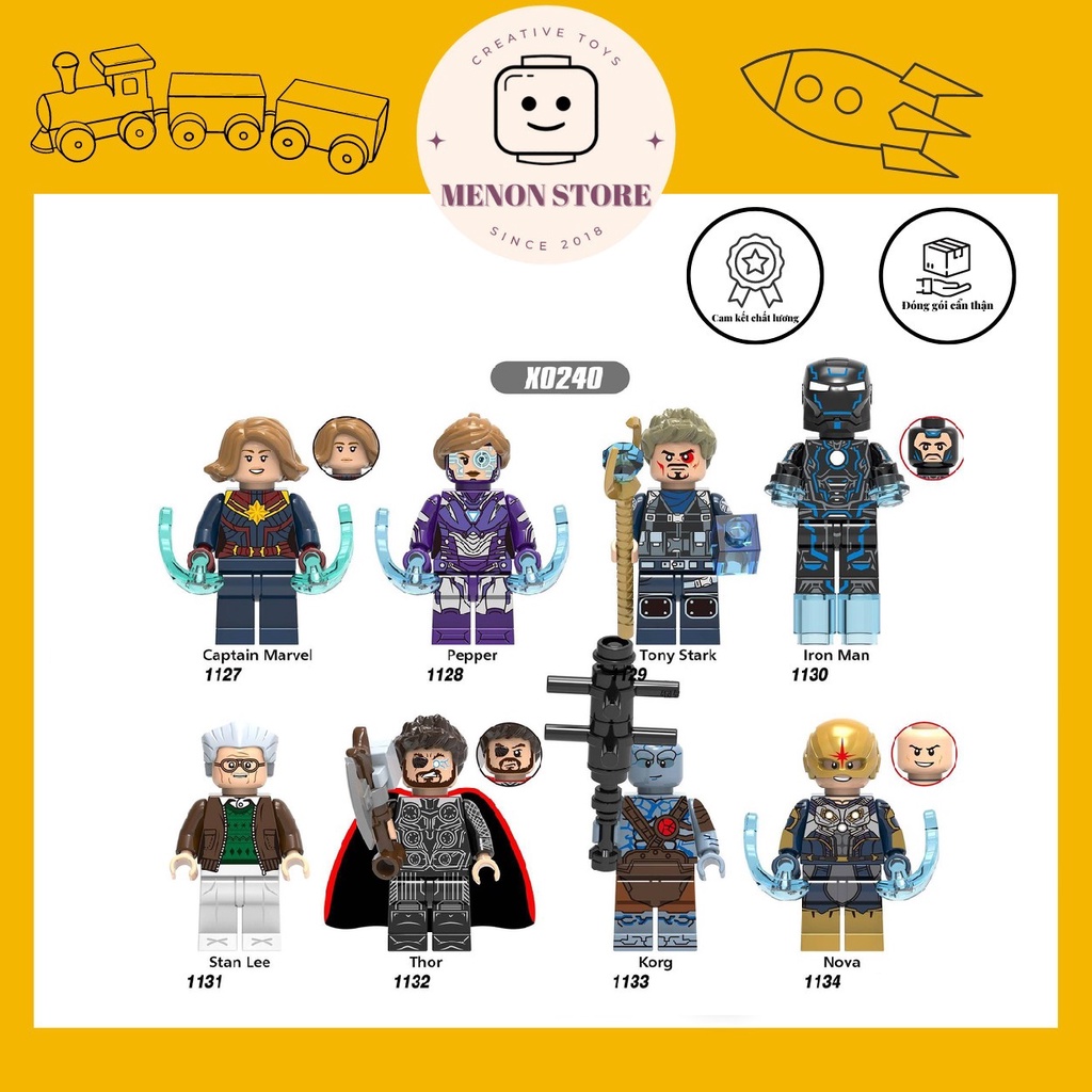 Đồ chơi lắp ráp Minifigures Marvel X0240 Các nhân vật siêu anh hùng Thor Ironman cho bé