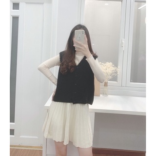 Áo len ghi lê trơn nút tròn