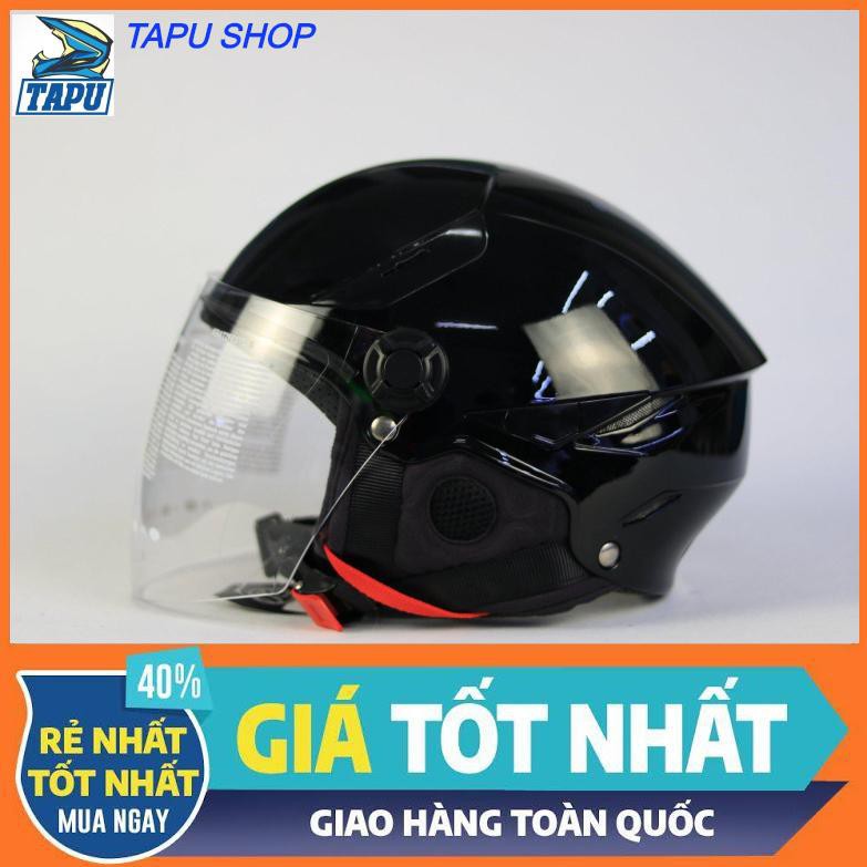 [FREE SHIP] MŨ BẢO HIỂM 1/2 NỬA ĐẦU KYT TIGER (ĐEN BÓNG)