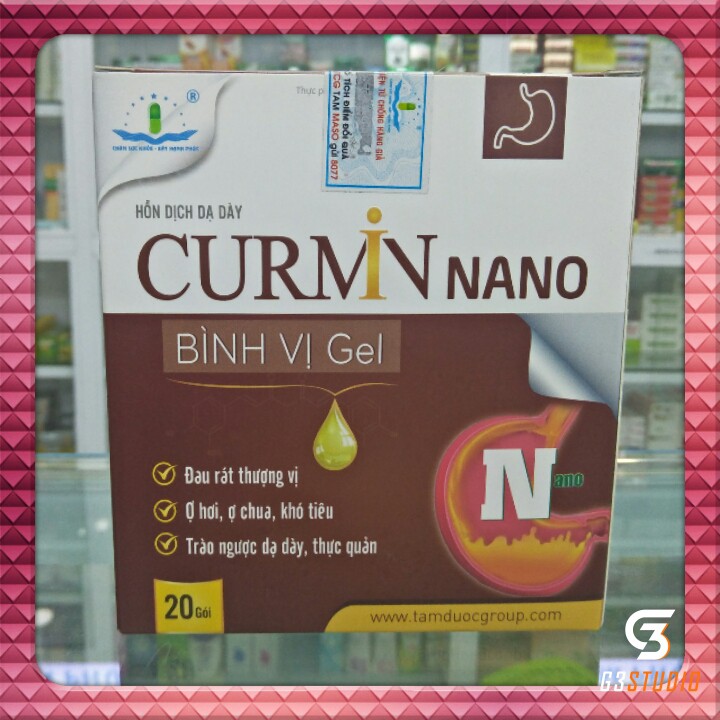 (Chính Hãng) CURMIN NANO BÌNH VỊ GEL – Giảm Ợ Chua, Đau Rát Thượng Vị, Trào Ngược Dạ Dày 20 gói