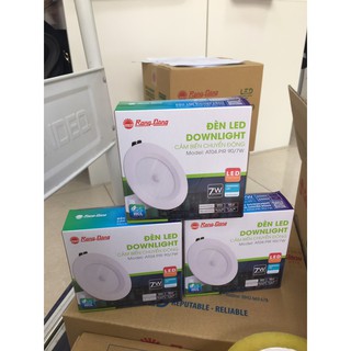 Đèn led âm trần cảm biến 7w rạng đông, mã led downlight d at04l 90/7w pir