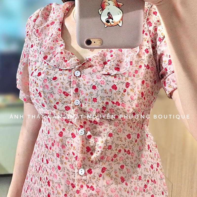 Váy hoa nhí vintage cổ bèo cài cúc thật phong cách ulzzang Hàn Quốc (Video + ảnh thật + feedback) | BigBuy360 - bigbuy360.vn